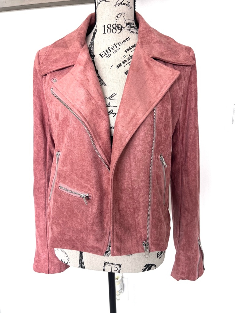 Vici Dusty Rose Suede Moto Jacket XL